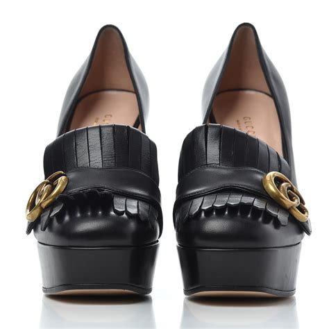 gucci black gg marmont loafers|gucci fringe loafer.